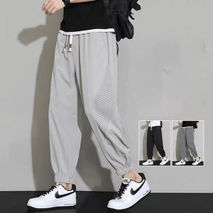 Logo personnalisable OEM Pantalons d'été pour hommes à poignets fins Pantalons amples en soie de glace décontractés pantalons de sport droits à séchage rapide - Product Image 3