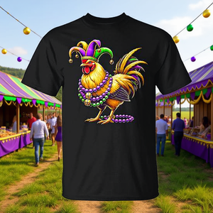T-shirt Mardi Gras Carnevale Agricoltura Contadino Animali Design con Perline a Forma di Pollo Promozionale - Product Image 3