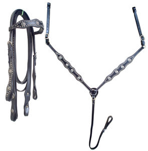 Fabricante de Juego de Cabezada y Pechera Vaquera de Cuero Importado Hecho a Mano con Diseño de Cuentas, Superventas - Product Image 3