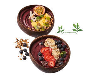 ชุดชามเปลือกมะพร้าวทำมือ ปลอดสาร BPA ย่อยสลายได้ พร้อมสลักโลโก้ด้วยเลเซอร์ตามสั่ง สำหรับสมูทตี้ฤดูร้อน เครื่องครัวเวียดนาม - Product Image 4