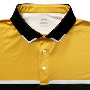 Camisa de Golf Blanca Handee con Rayas Horizontales Negras/Amarillas, Ropa de Golf Premium - Product Image 3