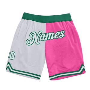 Pantalones Cortos de Baloncesto Industrie Direct Personalizados en Rosa, Blanco y Verde Kelly, Auténticos y a la Moda - Product Image 1