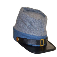 Gorra Kepi de Lana Hecha a Mano, Estilo Bordado, Transpirable, Reproducción Americana, Kepi Gris de Infantería con Ribete Azul