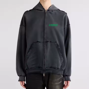 Nouvelle Arrivée 2026 – Sweat à Capuche Zippé Style Vintage de Haute Qualité 100% Coton Grammage Lourd Fermeture Éclair Intégrale Broderie 3D Patch Effet Vieilli Français - Product Image 5