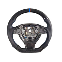Volant de voiture personnalisé à fond plat en fibre de carbone avec LED pour BMW E46 M3 Touring Coupé Ci Xi 2000 2001 2002 2003 2004 2005