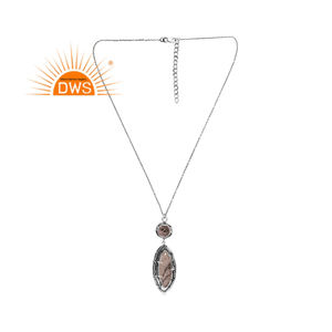 Collar con colgante de piedras preciosas rutilo negro Natural de Plata de Ley 925 oxidada de la mejor calidad, fabricante de joyería personalizado - Product Image 1