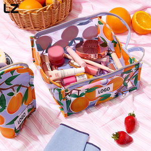 Bolsa de Aseo Personalizada LZ OEM ODM, Diseño Mediterráneo con <span class=keywords><strong>Naranjas</strong></span> y Gelatina Lunar, Bolsa de Maquillaje Plana con Cierre, Impermeable para Viajes, para Mujer - Product Image 4
