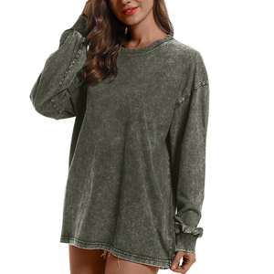 Sweat à capuche surdimensionné délavé à l'acide personnalisé du fabricant pour femmes Sweat-shirt d'hiver 100% coton avec tissu en jersey avec logo sur le devant - Product Image 3