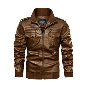 Veste de moto d'hiver à col montant nouvelle mode veste en cuir PU veste pour hommes - Product Image 5