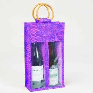 Sacs fourre-tout en PVC réutilisables écologiques Bouteille en jute imprimée sur tout le pourtour avec poignée en canne Logo personnalisé de taille moyenne pour un usage quotidien - Product Image 3