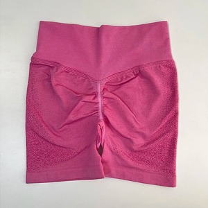 Femmes taille haute grande taille Shorts de sport solide Bermuda entraînement Yoga Shorts bout à bout taille moyenne tricoté Worested Service OEM - Product Image 6