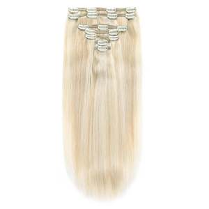 Extensions de cheveux à clipser 21 pouces 51/60 Blond Platine Champagne Mixte 10A Cheveux Humains Brésiliens Remy - Product Image 3