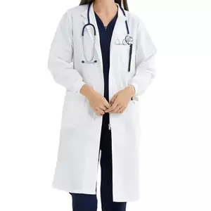 Manteau blanc pour femmes médecins à manches longues convient aux femmes uniformes de laboratoire Scrubs New High Quality