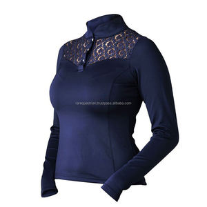 Navy Competition Chemises de spectacle équestre personnalisées de qualité supérieure pour femmes Horse Rider English Horse Racing Products from India - Product Image 3