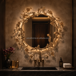 <span class=keywords><strong>Specchio</strong></span> da <span class=keywords><strong>Parete</strong></span> Rotondo in Rame di Lusso per Arredamento Soggiorno - Product Image 2