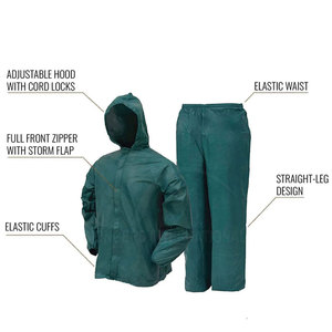 Traje de Lluvia Personalizado con Logotipo, Ligero, para Hombre, de Primera Calidad, Poliéster/Nailon, Mangas Largas, Transpirable, Impermeable, con Cierre en el Pecho - Product Image 2