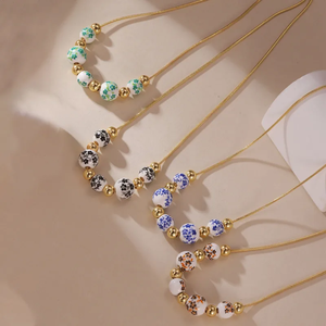 Perles et colliers de Mardi Gras imprimés sur mesure Chaîne de corde en acier inoxydable noir et or Chaînes de bijoux de mode pour femmes - Product Image 6