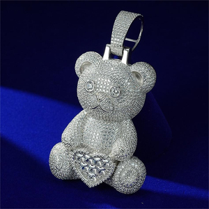 Diamant certifié IGI or blanc 14 carats Hip Hop glacé VVS diamant 3D dessin animé fin pendentif breloques fête - Product Image 6