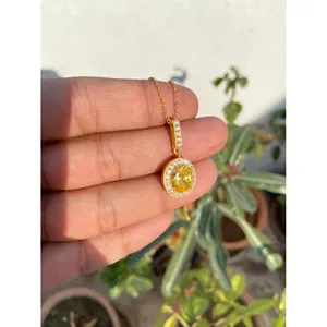 Oval Sapphire <b>Necklace</b> 925 Silver 14K Gold Platinum Bezel Set Freshwater Diamond <b>Ruby</b> Moissanite Floral Pattern Design - Product Image 3