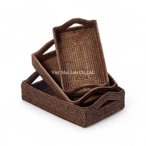 ถาดหวายเวียดนามทำมือ ขายส่ง สำหรับตกแต่งบ้านและใช้เสิร์ฟ - Product Image 1
