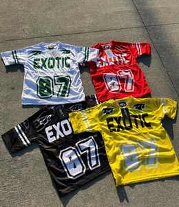 เสื้อยืดกีฬาคอวีสำหรับผู้ชายเสื้อยืดใส่เล่นฟุตบอลทรงหลวมไซส์ใหญ่พิเศษโลโก้ตามสั่ง - Product Image 6