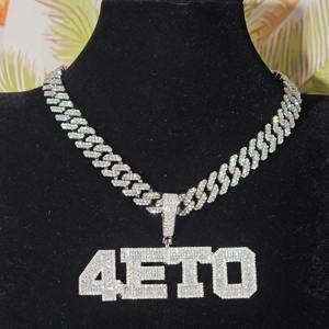 Collier pendentif personnalisé avec nom en argent 925 plaqué or, diamant moissanite baguette VVS tendance, pour homme, à bas prix - Product Image 1