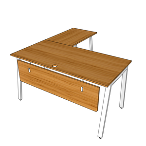 BFATB009-AtonBamboo 140x150cm L-Shaped Gaming <b>Desk</b> with <b>Foldable</b> Iron Legs Wooden Material Adjustable and Drawer Features - Product Image 1