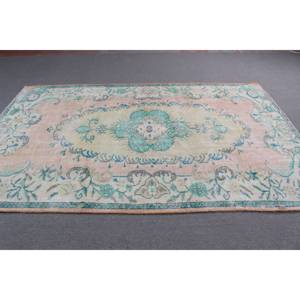 พรมตุรกีโบราณขนาดใหญ่ 6.1x9.4 ฟุต พรมขนสัตว์ลายพรางสีชมพู - Product Image 3