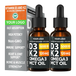 <span class=keywords><strong>Gotas</strong></span> Líquidas de Vitamina D3 K2 de Marca Privada con Aceite MCT 5000 UI, Vitaminas para Huesos Fuertes, Energía y Suplemento Inmunológico - Product Image 1