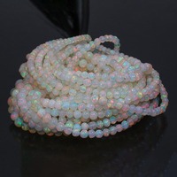 Opale naturelle AA 100% pure, opale multifeu, perles rondes en vrac, certifiées par un tiers, blanches et lisses, 5 mm, 8 pouces