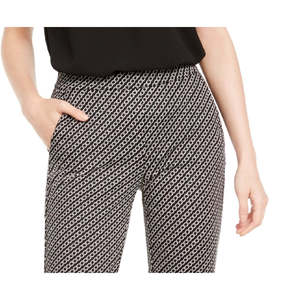 Pantalon crayon gris taille haute Michael Kors pour femme, imprimé chaîne, en crêpe et mousseline, respirant et infroissable, taille L - Product Image 2