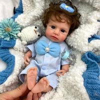 30 cm Vollsilikon Flexibler Körper Silikon-Reborn-Puppe Kleine Puppe mit Offenem Mund LouLou Faszinierende Augen Mädchenpuppe mit Lockigem Haar für Kinder