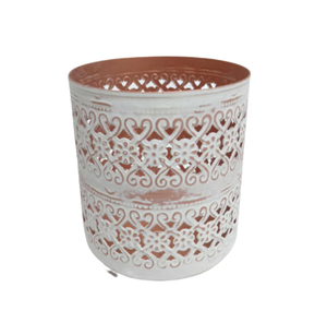 Support votif rond en fer blanc fait à la main Pot en verre unique pour salon et décoration de table Pot à bougie - Product Image 2