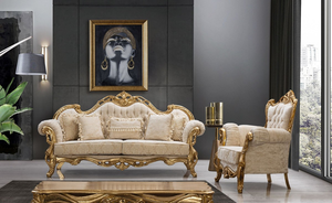 Fauteuil d'appoint de style baroque de luxe avec dossier capitonné et détails décoratifs dorés ornés - Product Image 3