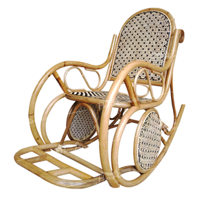 เก้าอี้โยกหวายธรรมชาติสําหรับผู้ใหญ่ เก้าอี้พักผ่อนในสวน ดีไซน์ไม่ซ้ําใคร เก้าอี้สไตล์คลาสสิกทําด้วยมือ - Product Image 5