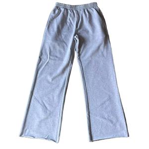 Pantalones de chándal de lana de algodón liso holgados de pierna ancha personalizados para hombre, pantalones casuales de cintura alta con bolsillo lateral para hombre lavados - Product Image 2