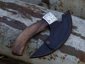 Wholesale Cusyomized Handmade Pizza Axe <b>Cutter</b> Hand Forged High Carbon Steel Blade With Etching Pure Leather Sheath for <b>men</b> - Product Image 6