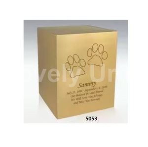 Urna de cubo de bronce de latón pintada a mano para cenizas humanas con bolsa de terciopelo gratis - Product Image 2