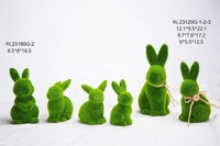 Lapin en céramique vert floqué avec œuf pour les fêtes de Pâques