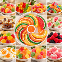 Bonbons gélifiés en gros en forme de tranches de fruits, enrobés de sucre, saveurs orange, citron, pastèque, fruits assortis, gelée molle, en vrac, OEM, marque privée