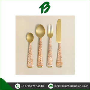Flatware Dinner <b>Set</b> Superior Quality Gold Polished Rattan Handle Cutlery <b>Set</b> Available for Bulk Buyers - Product Image 3