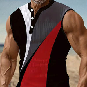 Nuevo tejido transpirable de secado rápido con cuello en V High Street Athletic Gym Tank Top para hombres Venta al por mayor - Product Image 4