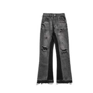 Pantalon slim déchiré pour homme américain, design pattes d'éléphant, jean skinny, pantalon évasé - Product Image 1