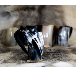 Corne à boire viking de haute qualité, écologique, en corne de bœuf naturelle, design religieux animal, tasse à bière ou à vin - Product Image 3