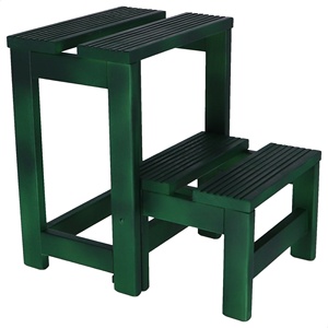 WELL HOME Sgabello a 2 gradini in legno con finitura verde 32x23x40 cm - Product Image 6