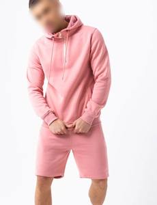 Vêtements personnalisés en gros 100% coton en rose Ensemble sweat-shirt et short pour homme Deux pièces Ensemble court en coton respirant - Product Image 5