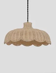 Vietnam Atacadista Handmade Rattan Scallop Round Lampshade Modern Pendurado Lâmpada para Sala Decoração