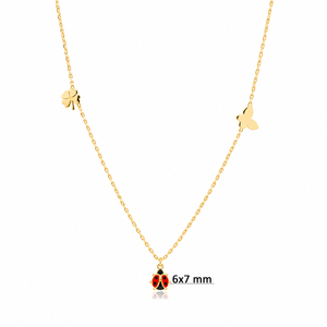 Collier laser fait main turc en argent sterling 925 avec pendentif coccinelle et trèfle uni, pour fiançailles, mariage et fête - Product Image 2