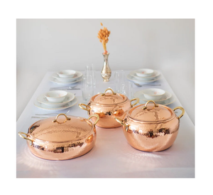 ชุดเครื่องครัว 3 ชิ้น หม้อทองแดงและอะลูมิเนียมแบบคลาสสิก พร้อมฝาอะลูมิเนียม คุณภาพดีที่สุด รูปทรงกลม สำหรับใช้ในบ้านและเชิงพาณิชย์ - Product Image 1