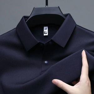 Polo de manga larga cepillado interior para hombre, nueva camiseta de golf de otoño, artículos de lujo, Top informal de negocios de talla grande de lana de seda de morera - Product Image 6